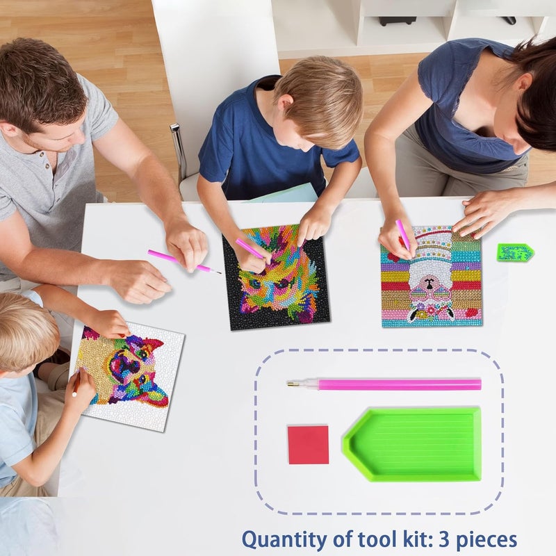 UiSdfuy Diamond Art Kits for Kids,Arts & Crafts Ages 8 9 10 11 12,Diamond Art for Kids,Gem Art 3 Pack Diamond Painting 6" X 6" (3-Dog) - Image 4